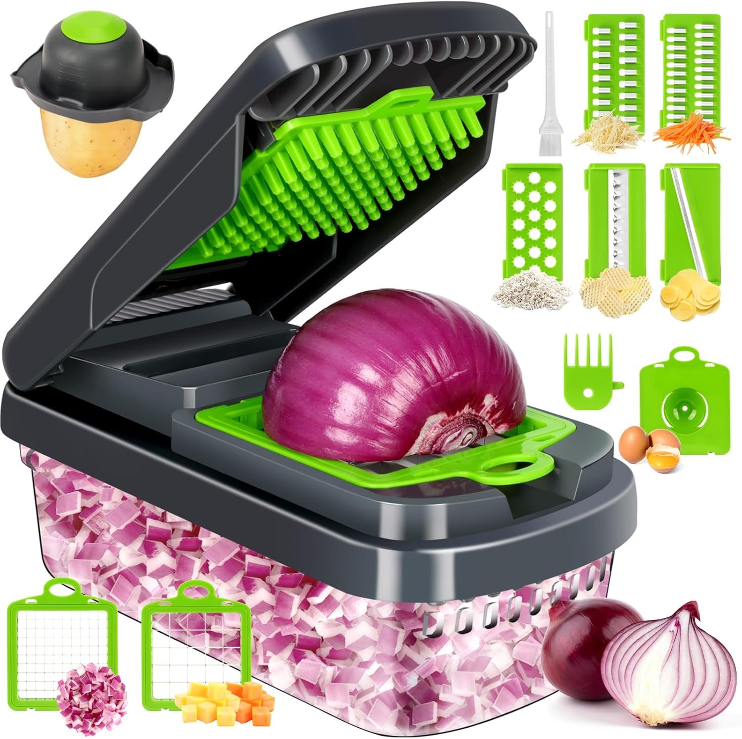 Yusshn Vegetable Chopper, 12-in-1 Food Veggie Chopper Cutter with Container